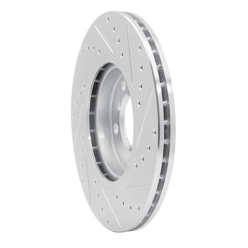 Mini Cooper Countryman Brake Rotor (1) - Front Left - R1 Concepts - Drilled & Slotted - Silver - `11-`16